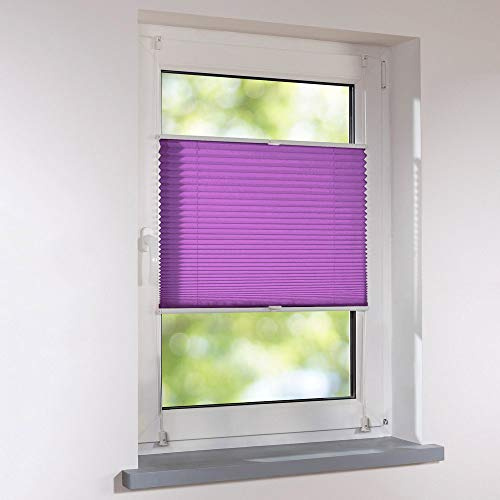 Plissee Klemmfix Faltstore UNIVERSAL Faltrollo ohne Bohren - 40 x 120 cm - aubergine