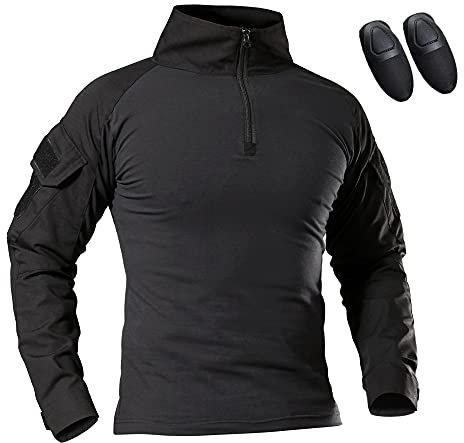 Airsoft Paintball BDU Langarmhemd Taktisch Camo T-Shirts mit Ellbogenschutz für Armee Schießen Jagd War Game