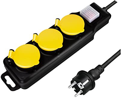 LogiLink LPS253 - Steckdosenleiste für den Aussenbereich, 3-fach (3x CEE 7/3) mit IP 44 Schutz und Ein-/Aus Schalter, Outdoor