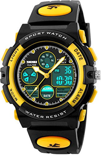 Kinderuhr für Jungen Digital Analog Sportuhr LED 5ATM Wasserdicht Wecker Coole Stoppuhr Elektronische Armbanduhr
