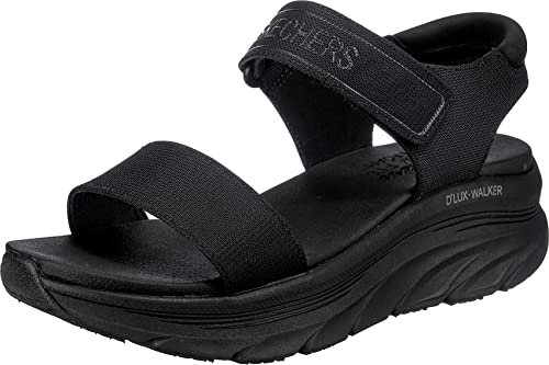 Skechers Femme D'lux Walker New Block Sandalias-mujer, Noir Dos Noir, 37 EU