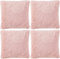 Adore 4 x Long Pile Super Soft and Cuddly Shaggy 17x17 (43x43cm) Cushion Cover, Blush Pink