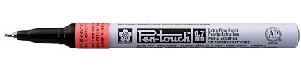 SAKURA Pen-Touch Extra Fine Marker - Fluoreszierendes Rot - 0,7 mm Feder - Schreibt auf Metall, Glas, Holz & mehr