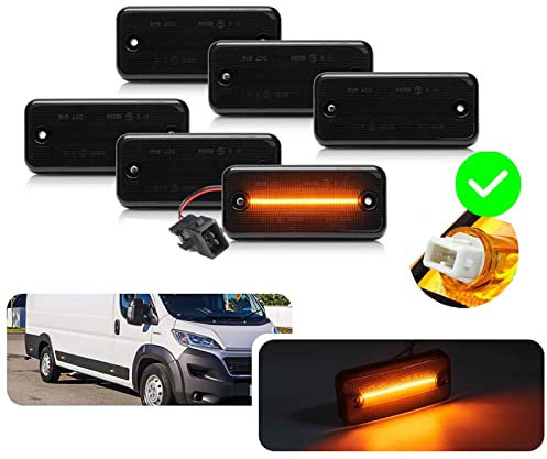 njssjd LED-Seitenmarkierungsleuchten 12–24 V für F.iat Ducato C.itroen Jumper Relais P.eugeot Boxer I.veco Daily Led Seitenmarkierungsleuchten Abstandsleuchte 6 Stück (getönte Linse)