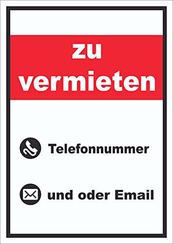 zu vermieten Schild mit Wunschtext hochkant A1