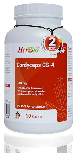 Cordyceps Kapseln hochdosiert VEGAN 120 Kapseln je 500 mg -Vegan - Premiumqualität – Hochdosiert – Laborgeprüft - in Deutschland hergestellt.
