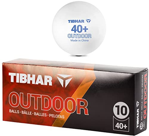 Tibhar Tischtennisbälle Outdoor 40+ |Tischtennis Bälle für draußen | weiß | 10 Stück