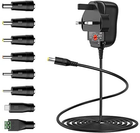 Zolt 24W Universal Power Adapter AC DC 3V 4.5V 5V 6V 7.5V 9V 12V Power Supply Transformer Adaptor with 8 DC Plugs for Electronics, 2A Max.