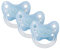 dentistar Latex Schnuller 3er-Set - Größe 2, 6-14 Monate - Zahnfreundlicher Naturkautschuk Nuckel mit Dentalstufe – BPA-frei - Made in Germany - Herzen, Blau