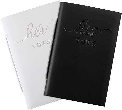 Eccliy 2 x Hochzeits-Gelübde-Tagebücher für Sie und Ihn, Tagebücher für Hochzeit, Hochzeit, offizielle Tagebücher, 15 x 10 cm, Brautparty-Geschenke, Hochzeitsandenken, 50 Seiten/Stück (weiß, schwarz)