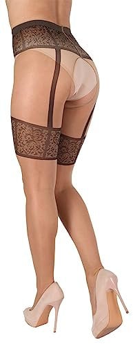 BANANALU gemusterte Ouvert Strumpfhose mit offenem Schritt 20 Den Intimo Noir 20 Daino/Nero L