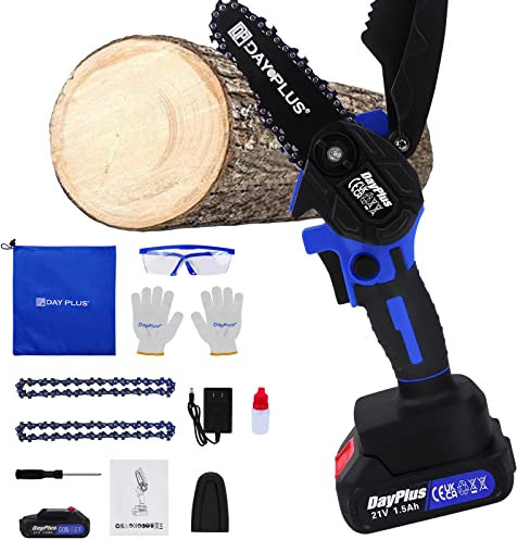 Mini-tronçonneuse de 4 pouces ZanGe, version améliorée de la petite scie électrique légère et portative avec verrou de sécurité, équipée d'une batterie 21 volts 1,5 ah pour la coupe du bois