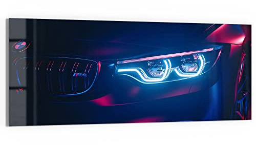 DEQORI Glasbild Echtglas | Motiv BWM Frontal Nahaufnahme | horizontal einteilig 150x60 cm | schöne Dekoration | Wandbild für Wohnzimmer, Schlafzimmer, Flur & Küche | moderne Wanddeko