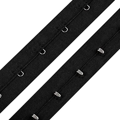 1m Haken- und Ösenband aus Baumwolle 25mm Meterware Korsettband Bodyverschluss Miederband Farbwahl, Größe:Breite 25 mm | Abstand 25 mm, Farbe:schwarz
