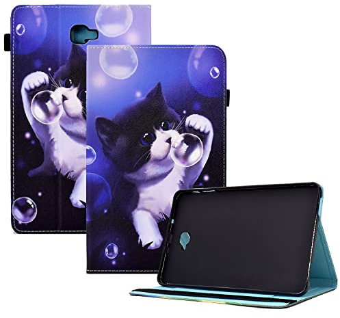 CXTCASE Funda para Samsung Galaxy Tab A6 10.1 2016 (SM-T580/T585),Tablet Cárcasa Cuero PU Magnetica para Samsung Galaxy Tab A6 2016,Gato Burbuja