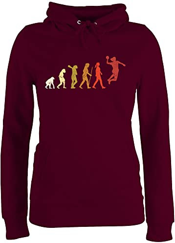 Pullover Damen Hoodie Frauen - WM 2023 Trikot Ersatz - Handball Evolution Vintage - XXL - Burgundrot - Handballer Geschenk Pulli em 2022 Fans Geschenke sprüche halbball Kapuzenpulli Handball. Hoody