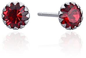 Silber Ohrringe Silber, Ohringe Silber Rot Rundschliff Zirkonia Runder Juli Geburtsstein Earrings Hochzeit Geschenk für Damen