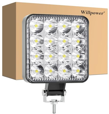Willpower 1 Pcs Phare de Travail LED, 3.3 Pouces 48W Mini projecteur pour Voiture Tout-Terrain Camion Tracteur SUV 4x4 Phare LED Moto