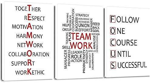 Artscope 3 Teilig Leinwandbilder mit Team Work Motiv Kunstdruck - Moderne Wandbild für Badezimmer Wohnzimmer Wanddekoration - 30 x 40 cm
