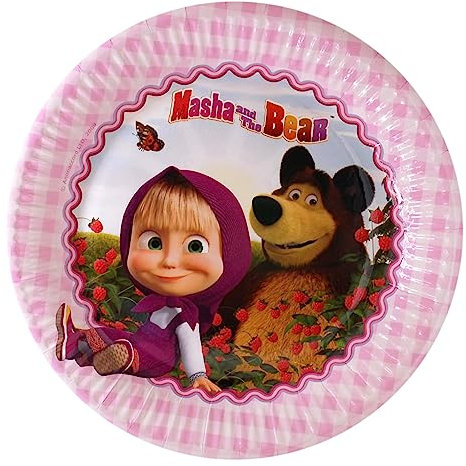 CUCUBA 8 Piatti di Carta Grandi Stoviglie Festa Compleanno Tema Masha and the Bears 23 cm