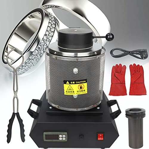 Four électrique de fusion d'or, 2102℉ Numérique de fusion, ensemble de coulée en métal avec creuset en graphite pour ferraille, argent, or, four de fonderie de raffinage, noir-220V-2Kg