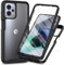 Dfjhure Motorola Moto E13 Case Built-in Screen Protector Full Body Shockproof Protection Case tylish Bumper Transparent Back Phone Case Cover for Motorola Moto E13- Black