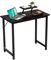 Escritorio de 100 x 50 x 74 cm con pequeño soporte para monitor extraíble, mesa para videojuegos, mesa para ordenador portátil, para casa, oficina y salón, mesa de mesa con vetas de madera marrón,