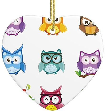 Eulen Vögel drucken Personalisierte Weihnachtskugel Keramik Weihnachten Hängende Ornament Weihnachtsbaum Dekoration Für Freund Freundin Frau Xmas Geschenke