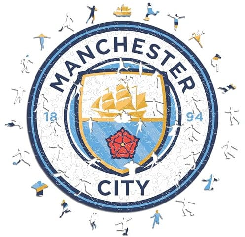 Iconic Puzzles, Manchester City Crest, 100% ökologisch nachhaltiges Holzpuzzle mit offizieller Lizenz, Größe M, 270 Teile