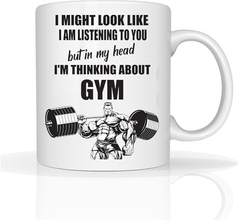 Funny Classic Christmas Secret Santa Coffee Xmas Gifts I’m Thinking About Gym - 11oz Ceramic Cup Mr Men Mugs (Gym - Him)