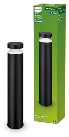 Philips Outdoor Laven Sockelleuchte 6W, 2700 Kelvin warmweißes Licht, IP44 wetterfest, schwarz