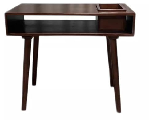 BOYITES Solid Wood Manicure Table, Pure Wooden Art Nail Desk, Retro Solid Wood Nail Tech Workstation, Vintage Industrial Style Nail Work Booth, Brown Old School Nail Table,100cm
