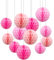 ZYOOO 12pcs Paper Honeycomb Balls,15/25cm Tissue Paper Hanging Balls for Girls Birthday,Wedding,Engagement,Holidays,Baby Shower,Bridal Shower Decorations(Pink Set)