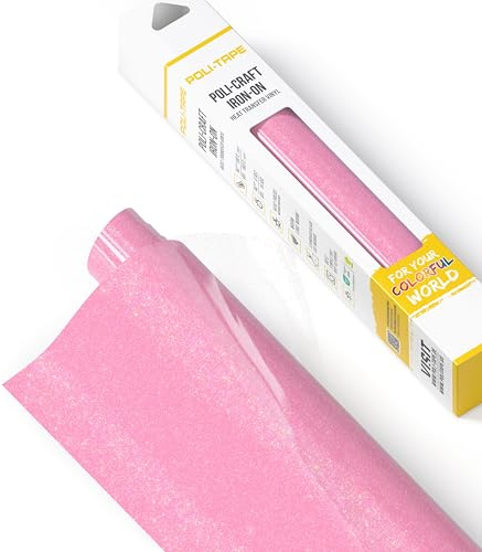 POLI-FLEX® PEARL GLITTER® - Glitzerfolie für Textilien – Flexfolie mit Glitter-Effekt zum Aufbügeln, Plotterfolie für DIY Shirts, Neon Pink, 30,5 cm x 61 cm
