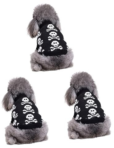 Sosoport 3St Partykleidung für Haustiere Joggen Käfige für Meerschweinchen Haustierkleidung Hunde schal hundemantel Weihnachtspullover Kleider Hundepullover Hundekleidung Streifen Knochen