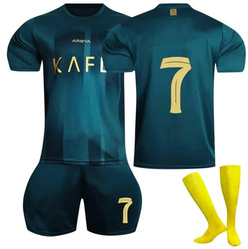 Al NASSR 23/24 Fußball Trikot, Nr.7 Hause/Auswärts Fußball Trikot für Kinder Erwachsener, Fussball Trikots Shorts und Socken Anzug Jungen Herren