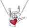 YFN Sign Language Necklace Sterling Silver I Love You Hand Language Necklace Pendant Sign Language Jewellery For Women Asl Gifts For Mom