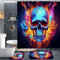 CHEFFS Totenkopf Duschvorhang 180 x 200 180 x 180 Totenkopf Rose Skull Gothic Duschvorhänge Polyeste Skull Halloween Skelett Duschvorhang Badezimmermatte 4-teiliges Set (180 x 180 cm(BxH),7)