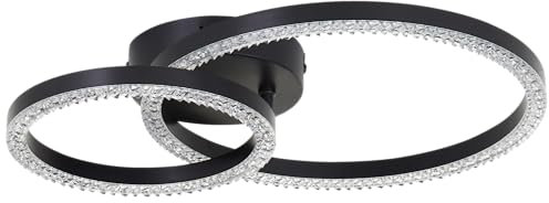 Lightbox LED Deckenlampe | 30 x 40 cm | schwarze Profil Deckenlampe mit Kristall-Optik & warmweißes Lichtfarbe (3000 K) | 22 W | 2300 lm | als Wohnzimmer Lampe | aus Metall/Kunststoff