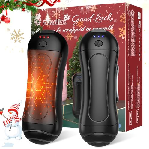 Handwärmer Elektrisch Wiederverwendbar 2 Pack, FANDLISS 6000 mAh USB Taschenwärmer Wiederaufladbarer Handwärmer Magnetisches Design Tragbarer Handwärmer für Weihnachten/Outdoor/Camping usw.Schwarz