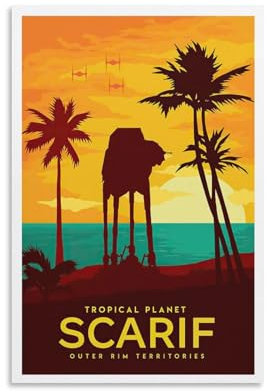 Scarif Vintage-Reiseposter, Star The Wars, Filmposter für Wanddekoration, Leinwand, Wandkunst für Wohnzimmer, Dekoration, 30 x 45 cm