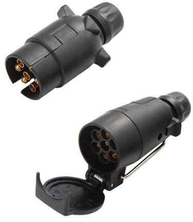 Feuunly Anhänger Stecker Steckdose 7 Polig, Wasserdicht Anhänger Stecker Steckdose 7 Poliger 12V, 7 Polig Steckdose Mit Hängende Haken, Für Anhänger PKW LKW RV KFZ Wohnwagen Traktor (Schraubenende)