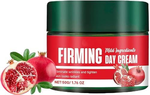 Bio Straffende Tagespflege, Naturkosmetik Natural Anti Aging Gesichtscreme mit Granatapfelsamenöl, Arganöl & Peptiden, Feuchtigkeitscreme mindert Falten & erhöht Elastizität, Spannkraft (1)