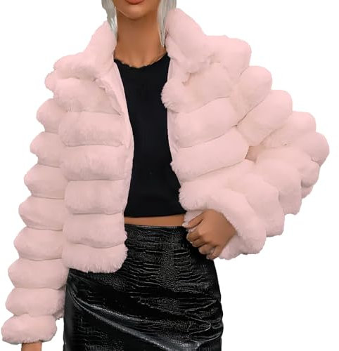 KKvoPiQ Kapuzen Hoodie Damen Europe And The Unitenew Europe And The United States Border Imitation Coat Short Women With Europe And The United States Style Socialite Light Wind Protectio (Pink, XXXL)