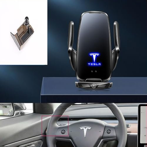 ZGCYK Car Wireless Chargers for Tesla Model 3 (Left) 2019 2020 Magnetic Fast Charging Phone Holde Accessories,Blackstyle