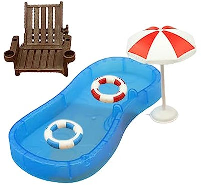 1 Set Doll House Simulation Süßes Mini Home Swimming Pool Beach Stuhl Modell Set kleine Ornamente Kinderspielzeug Puppenhaus Dekoration.