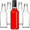 KADAX Glasflaschen zum Befüllen, 200ml, 10 Stück, leere Likörflaschen mit Schraubverschluss, Saftflaschen, Flaschen für Likör, Schnapsflaschen (Schwarz, Lang)