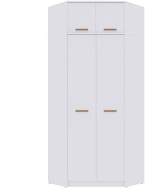 Marmex Grant G8+G15N - Eckschrank 91x235x91 cm, Eckgarderobe mit Kleiderstangen und Einlegeböden für das Jugendzimmer, Schlafzimmer - Eckkleiderschrank mit Verlängerung - weiß + Riviera Eiche