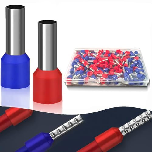 HXJFGDM Lot de 150 embouts de câble isolés - 10 mm² - 12 mm de long - Rouge et bleu - Embouts de câble de qualité supérieure pour installations électriques - Double kit pour connexion filaire