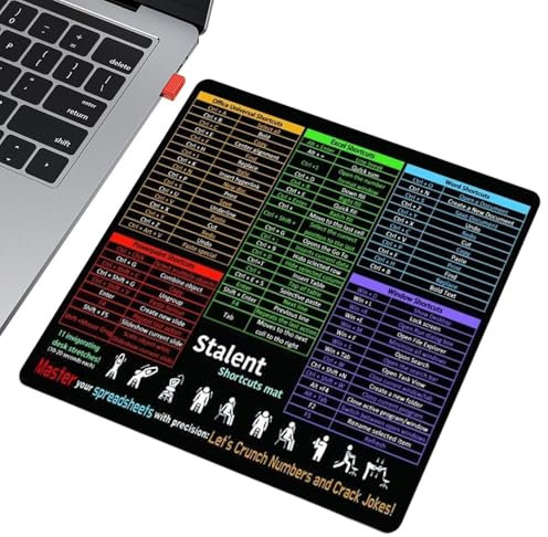 Tapete antideslizante de escritorio con atajos de teclado, tapete de escritorio de seguimiento suave, goma natural, textura cómoda, para trabajo, estudio, entretenimiento, configuración de uso de PC
